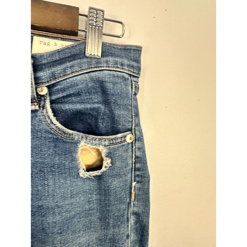 Rag Bone Size 28 Skinny Jeans Distressed Casual Denim Pants Blue Stretch Y2K - Picture 7 of 9